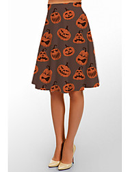 cheap -Women&#039;s Elegant Vintage Capris Skirts Halloween Festival Pumpkin Ruffle Blue Black Gray S M L / Winter / Loose / Print