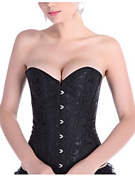 cheap -Corset Women‘s Bustiers Corsets Simple Style Overbust Corset Tummy Control Push Up Jacquard Artwork Hook &amp; Eye Lace Up Polyester Cotton Halloween Wedding Party Birthday Party Fall Winter