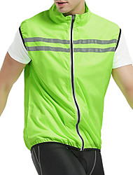cheap -Men&#039;s Sleeveless Cycling Vest Winter White Black Green Stripes Bike Vest / Gilet Spandex Polyester High Visibility Breathable Reflective Strips Back Pocket Sports Stripes Clothing Apparel