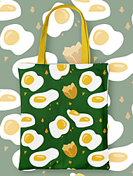 cheap -Canvas Shoulder storage bag back to school Halloween goody bag cute fried eggs portable grocery shopping cloth book tote   35*4 cm