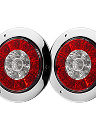 cheap -OTOLAMPARA 48W 4 Round Truck Trailer Led Tail Stop Brake Lights Taillights Running Red and Amber Parking Turn Signal Lights Sealed Dual Color Round Led Lights w/Miro-reflectors Flange Mount 2pcs