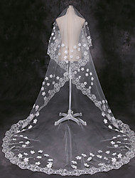 cheap -Two-tier Classic Style / Flower Style Wedding Veil Chapel Veils with Petal / Embroidery / Appliques 118.11 in (300cm) Tulle