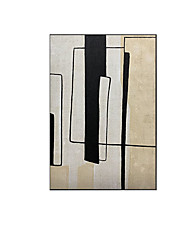 cheap -Oil Painting Handmade Hand Painted Wall Art Rectangle Black White Beige Abstract Pictures Home Decoration Decor Stretched Frame Ready to Hang