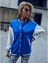 cheap -Women&#039;s  Patchwork Jacket Sport Fall Winter Regular Coat Casual Long Sleeve Blue
