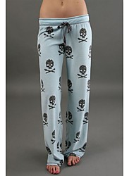 cheap -Women&#039;s Plus Size Pajamas Bottom 1pc Skeleton Comfort Funny Home Party Halloween Polyester Gift Elastic Waistband Fall Spring Blue Black / Lace Up