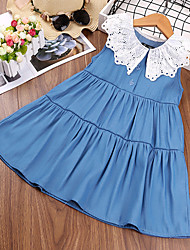 cheap -[90-130cm] sweet denim lace lapel sleeveless dress for girls