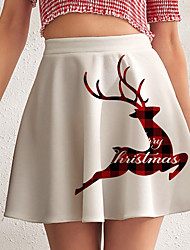 cheap -Women&#039;s Streetwear Punk &amp; Gothic Swing Mini Skirts Christmas Homecoming Plaid Graphic Animal Ruffle Wine Red White S M L / Winter / Loose / Print