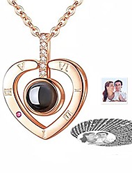 cheap -i love you necklace 100 languages love necklace 925 sterling silver heart romantic gifts customized photo projection pendant necklace gifts for her girlfriend wife mother daughter