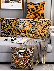 cheap -Animal Print Leopard Cow Double Side Cushion Cover 5PC Soft Decorative Square Throw Pillow Cover Cushion Case Pillowcase for Bedroom Livingroom Superior Quality Machine Washable Indoor Cushion for Sofa Couch Bed Chair