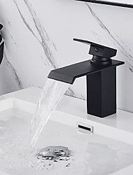 cheap -Waterfall Spout Single Handle Bathroom Faucet Brushed Nickel /Chrome/Black Commercial Modern Lavatory