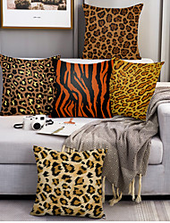 cheap -Animal Print Leopard Cow Double Side Cushion Cover 5PC Soft Decorative Square Throw Pillow Cover Cushion Case Pillowcase for Bedroom Livingroom Superior Quality Machine Washable Indoor Cushion for Sofa Couch Bed Chair
