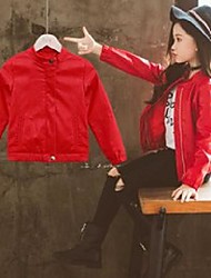 cheap -Kid&#039;s Girls&#039; Jacket &amp; Coat Red plus velvet Red single li Solid Color Fall Winter Fashion 2-6 Years / Spring