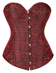 cheap -Corset Women&#039;s Corsets Comfortable Overbust Corset Basic Asymetric Hem Solid Color Hook &amp; Eye Lace Up Polyester Valentine&#039;s Day Fall Winter Red