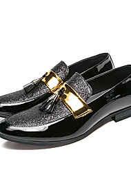 cheap -Men&#039;s Loafers &amp; Slip-Ons Sequins Tassel Loafers British Daily PU Shock Absorbing Wear Proof Black Silver Fall Spring