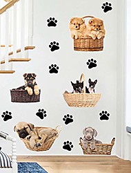 cheap -wall decals for girls boys bedroom cartoon paw dog puppy removable wallpaper wall sticker diy decal kids room decor