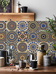 cheap -24pcs Creative Kitchen Bathroom Living Room Self-adhesive Wall Stickers Waterproof Fashion Mandala Tile Stickers