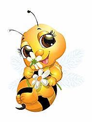 cheap -yellow bee wall stickers metal bumble removable wall decals,collection decorative art decor for kids gift stick on wall garden accents lawn ornaments bedroom nursery playroom diy living decor