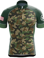 cheap -21Grams® Men&#039;s Short Sleeve Cycling Jersey American / USA Camo / Camouflage Bike Top Mountain Bike MTB Road Bike Cycling Army Green Spandex Polyester Breathable Quick Dry Moisture Wicking Sports