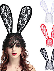cheap -Lace Big Rabbit Ears Black Hair Band Mask Dance Party Photography Halloween Headdress