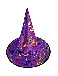 cheap -halloween hat for kids modern colorful bronzing decorations for boy and girls halloween witch hat party supplies costume accessory makeup cosplay dress up magic hat (purple)