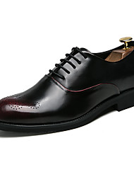 cheap -Men&#039;s Oxfords Lace up Brogue Dress Shoes British Daily PU Shock Absorbing Wear Proof Black / Red Black Fall Spring