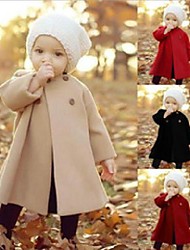 cheap -Kids Girls&#039; Coat Black Red Beige Solid Color Cute 1-4 Years / Toddler / Cotton