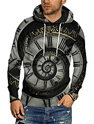 cheap -Men&#039;s Unisex Pullover Hoodie Sweatshirt Graphic Prints Clock Print Hooded Daily Sports 3D Print 3D Print Casual Hoodies Sweatshirts  Long Sleeve Gray