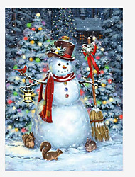 cheap -Christmas  Snowman Santa Claus Wall Art Canvas Prints Painting Artwork Picture Home Decoration Decor Rolled Canvas No Frame Unframed Unstretched