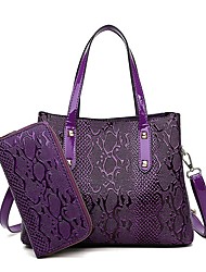 cheap -Women&#039;s Bag Sets 2022 Handbags Bag Set PU Leather 2 Pieces Purse Set Zipper Crocodile Daily Office &amp; Career Blue Black Purple Red