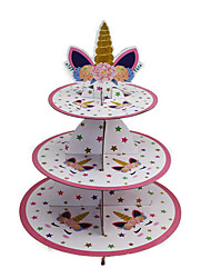 cheap -Unicorn Paper Cake Stand Party Birthday Party Dress Up Three-layer Disc Display Dessert Stand