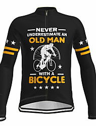 cheap -21Grams® Men&#039;s Long Sleeve Cycling Jersey Graphic Stars Old Man Bike Jersey Top Mountain Bike MTB Road Bike Cycling Black Spandex Polyester Breathable Quick Dry Moisture Wicking Sports Clothing
