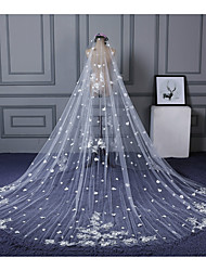 cheap -One-tier Classic Style Wedding Veil Chapel Veils with Petal / Embroidery / Appliques 157.48 in (400cm) Tulle