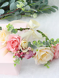 cheap -Wreath Headdress Simulation Rose Corolla Water Grass Hairband Sweet Bride Travel Photo Hair Accessories