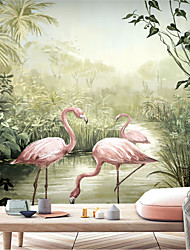 cheap -Mural Wallpaper Wall Sticker Covering Print Custom Peel and Stick      Removable Self Adhesive Landscape Painting Wetland Flamingo PVC / Vinyl Home Decor