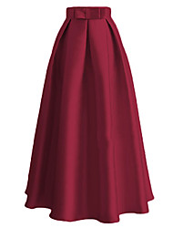 cheap -Women&#039;s 1950s Elegant Swing Ankle-Length Skirts Party / Evening Carnival Solid Colored Retro Blue Black Pink M L XL / Maxi / Loose / Bow