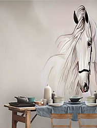 cheap -Mural Wallpaper Wall Sticker Covering Print Peel and Stick Self Adhesive  White Horse Restaurant Hotel Pattern Abstract Animal PVC / Vinyl  Home Decor