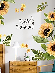 cheap -Sunflower Butterfly Hello Sunshine Decals Garden Flower TV Wall Art Decor Home Decoration Wall Stickers 105*83cm For Bedroom Living Room