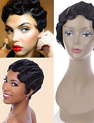 cheap -Roaring 20S Wig Brown Short Curly Wigs for African American Women Pink Purple Black Finger Waves Wig Synthetic Blonde Hair Wig Cosplay