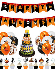 cheap -12pcs Halloween Cake Flag Happy Halloween Cake Decoration Pumpkin Skull