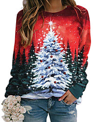 cheap -Women&#039;s Sweatshirt Pullover Graphic Prints Christmas Tree Print Christmas Gifts Casual Sports 3D Print Halloween Christmas Hoodies Sweatshirts  Gray Red Yellow