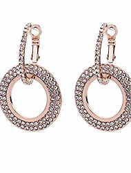 cheap -earrings for women mom women fashion rhinestone double circle hoop huggie earrings party jewelry charm statement jewelry - rose gold