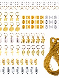 cheap -120 Pieces Hair Jewelry Rings Aluminum Hair Accessories Hair Rings and Cuffs Decorations Pendants with 100m Metallic Cord