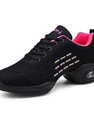 cheap -Women&#039;s Dance Sneakers Training Practice Sneaker Flat Heel Round Toe White Black Black / Red Lace-up Adults&#039; Sporty Look Ballerina
