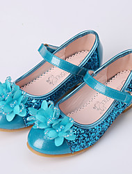cheap -Girls&#039; Heels Flower Girl Shoes Princess Shoes PU Wedding Sequins Big Kids(7years +) Little Kids(4-7ys) Wedding Party Party &amp; Evening Pearl Flower Blue Silver Gold Fall Winter