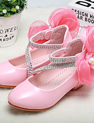 cheap -Girls&#039; Heels Heel PU Wedding Dress Shoes Little Kids(4-7ys) Big Kids(7years +) Wedding Party Party &amp; Evening Bowknot Pearl Pink White Fall Winter