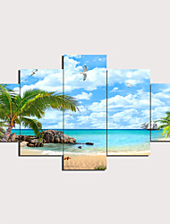 cheap -5 Panels Wall Art Canvas Prints Painting Artwork Picture Seascape Painting Home Decoration Decor Rolled Canvas No Frame Unframed Unstretched