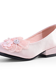 cheap -Girls&#039; Heels Flower Girl Shoes Princess Shoes Satin Little Kids(4-7ys) Big Kids(7years +) Wedding Party Party &amp; Evening Rhinestone Flower Light Pink Champagne Ivory Fall Spring