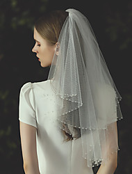 cheap -Two-tier Stylish / Luxury Wedding Veil Elbow Veils with Beading Tulle