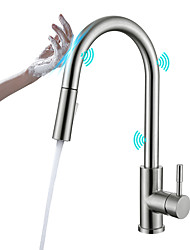 cheap -Touchless Sensor Kitchen Faucets with Pull Down Sprayer Touch On Single Handle Kitchen Sink Faucet with Pull Out Sprayer Stainless Steel Fingerprint Resistant Brushed Nickel