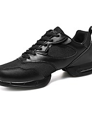 cheap -Men&#039;s Dance Sneakers Training Practice Sneaker Flat Heel Round Toe Black / Gold Black Lace-up Adults&#039; Sporty Look Ballerina Party Collections